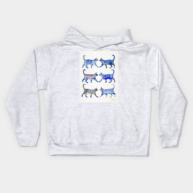 Blue Cat Collection Kids Hoodie by CatCoq